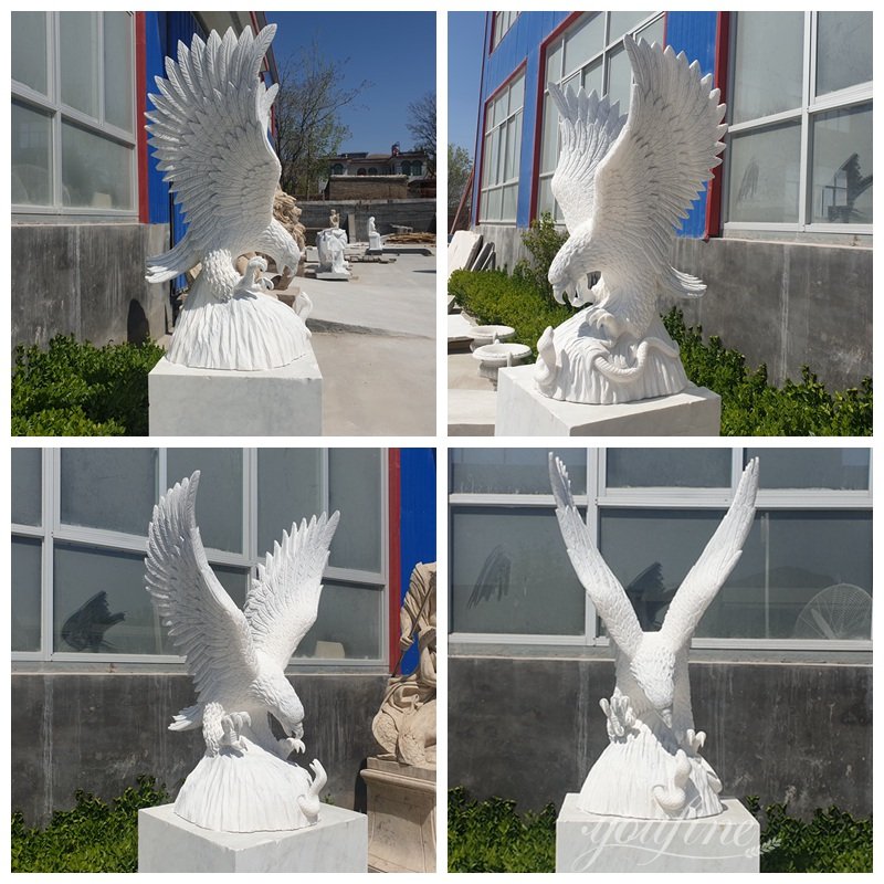 white marble eagle statue details