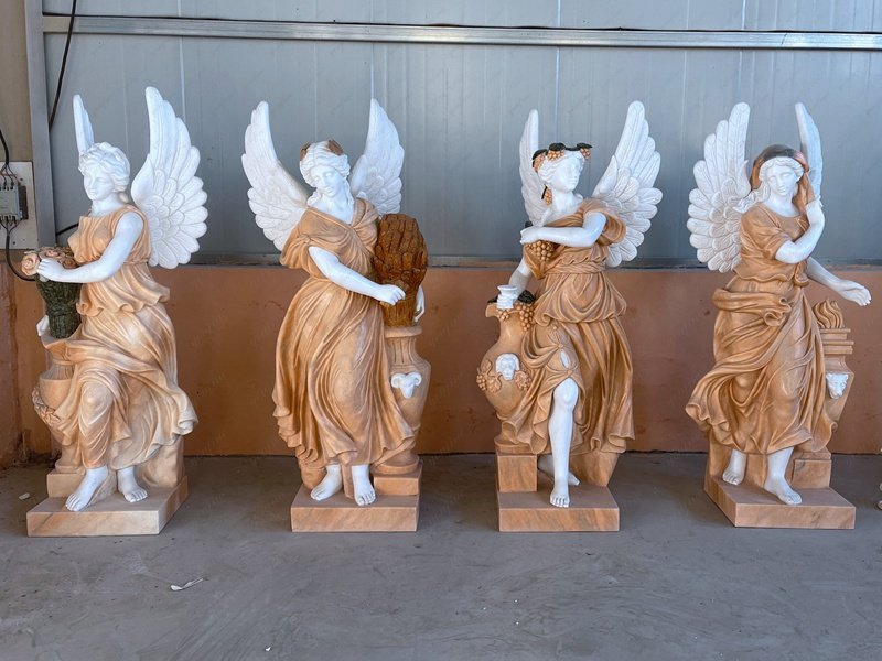 winged marble four seasons statues